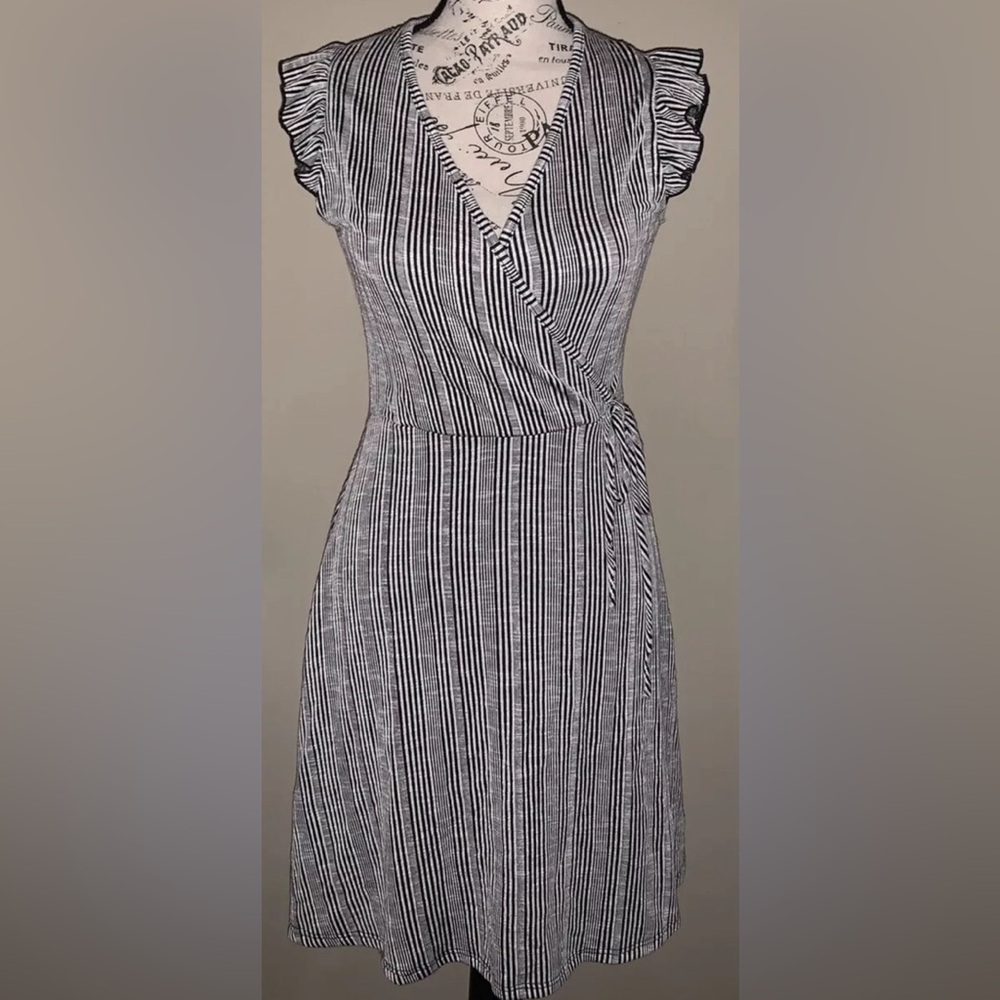 Caution To The Wind Black and White Striped Dress New with Tags